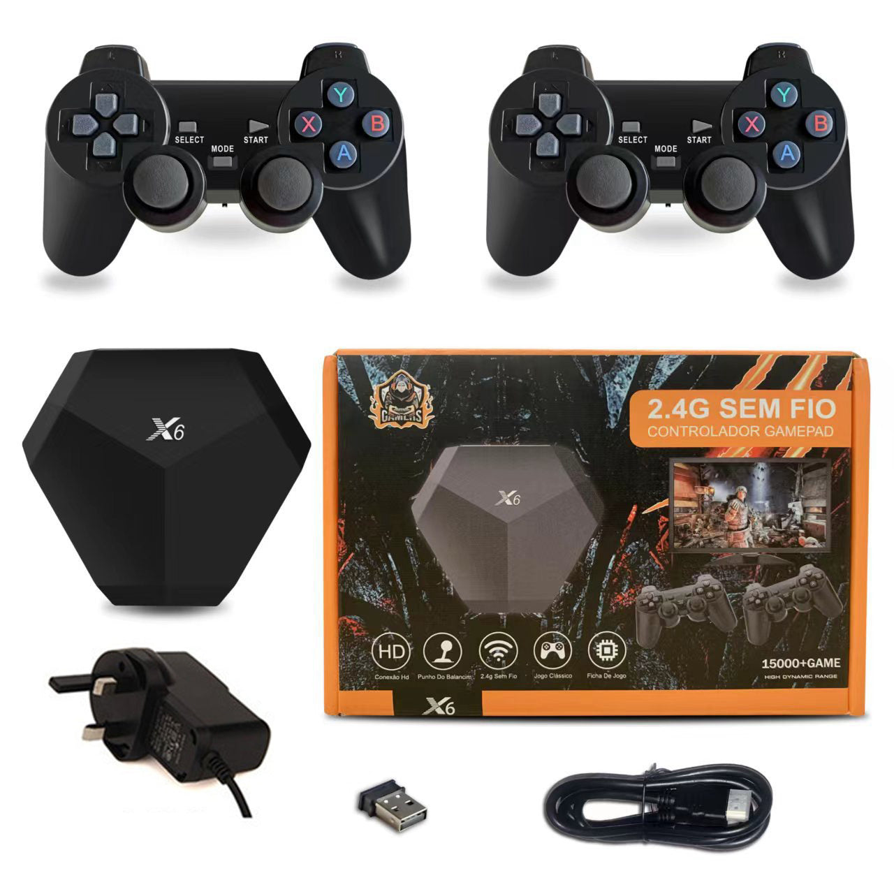 X6 2.4G Wireless Game Console Set with 2 Controller 64G 15000 Games TV Game Console Support 9 Emulators X6 2.4G Wireless Game Console Set with 2 Controller 64G 15000 Games TV Game Console Support 9 Emulators